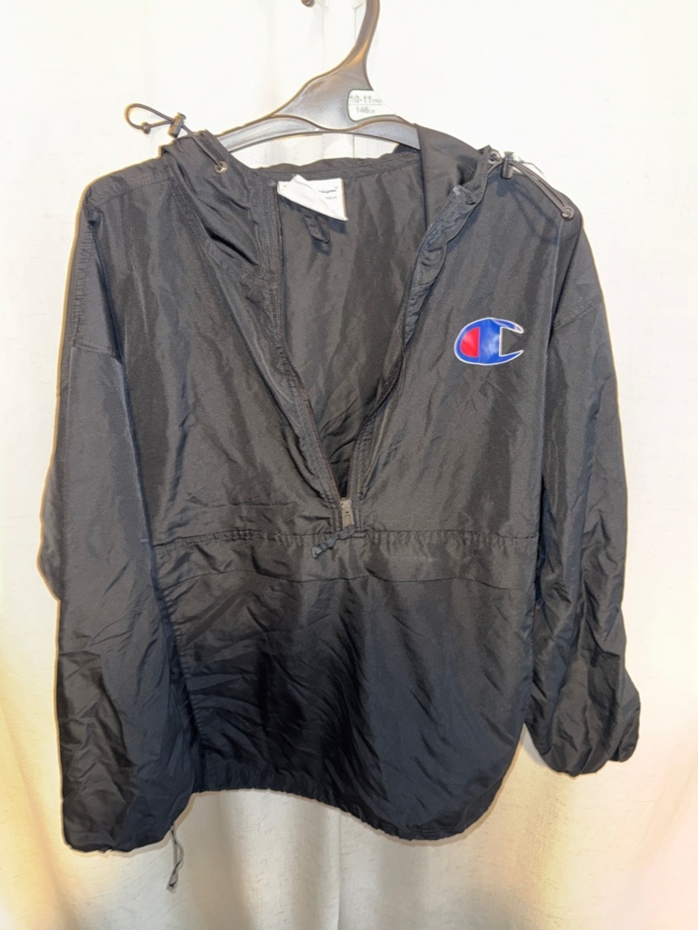 Champion Black Hooded Pullover with Embroidered C Logo